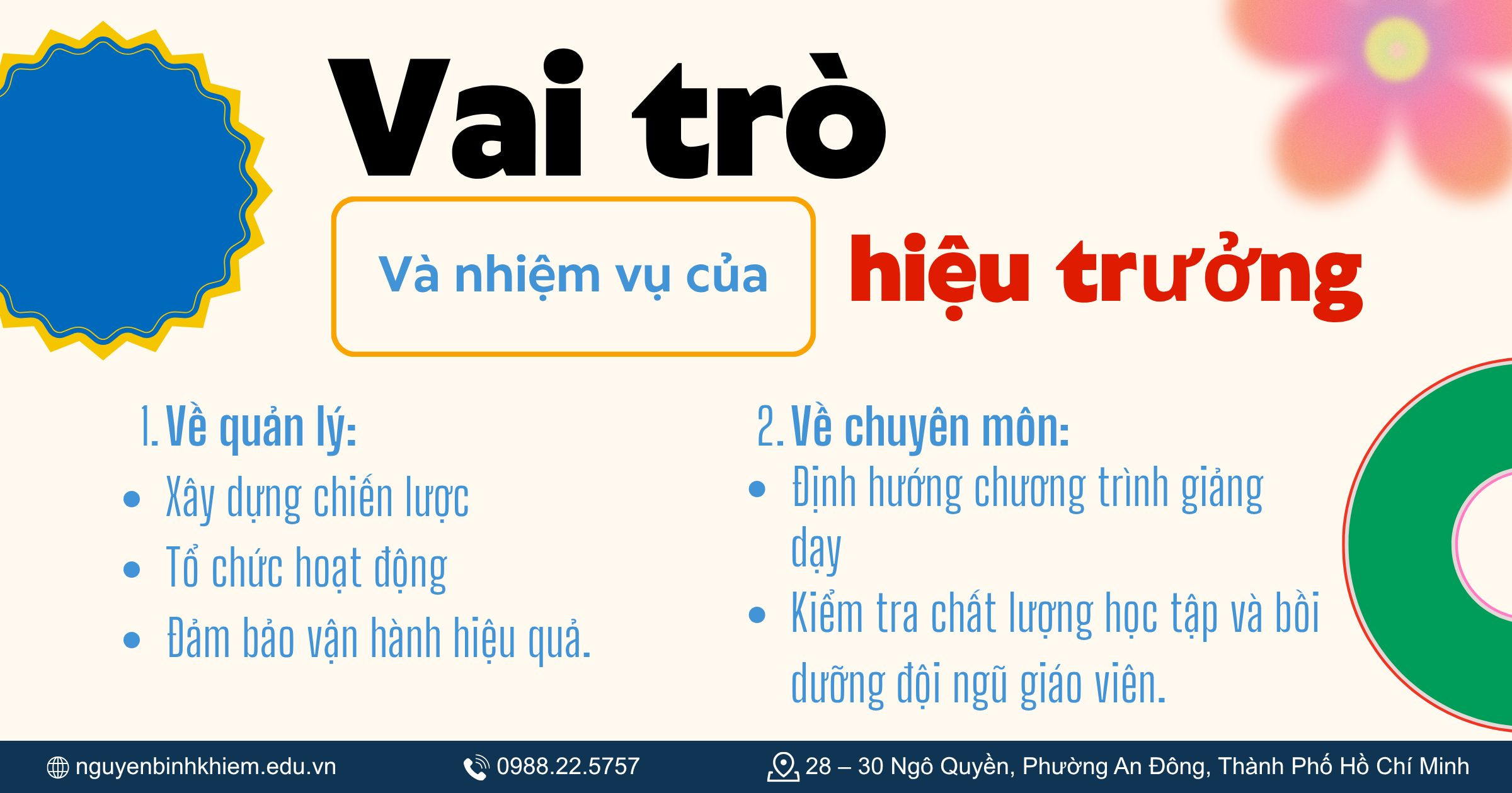Vai trò và nhiệm vụ của hiệu trưởng