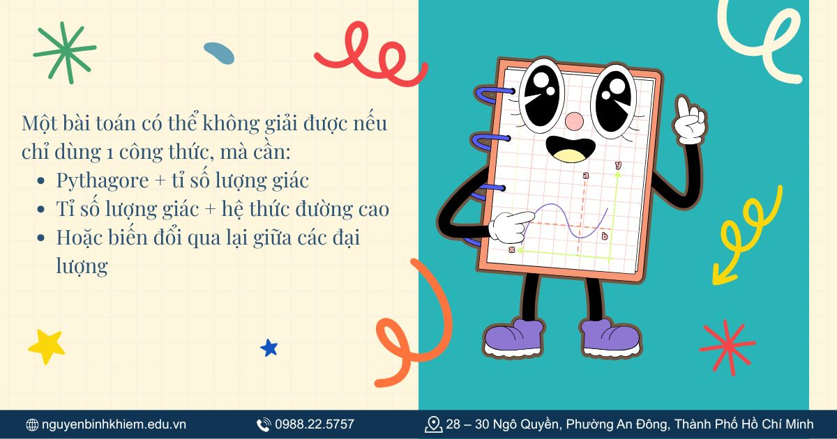 Vận dụng linh hoạt hệ thức lượng trong tam giác vuông