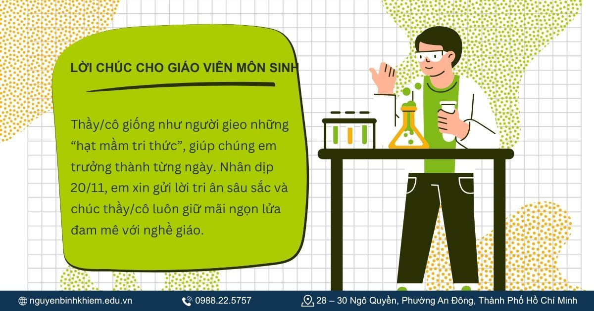 Lời chúc 20_11 dành cho giáo viên môn Sinh