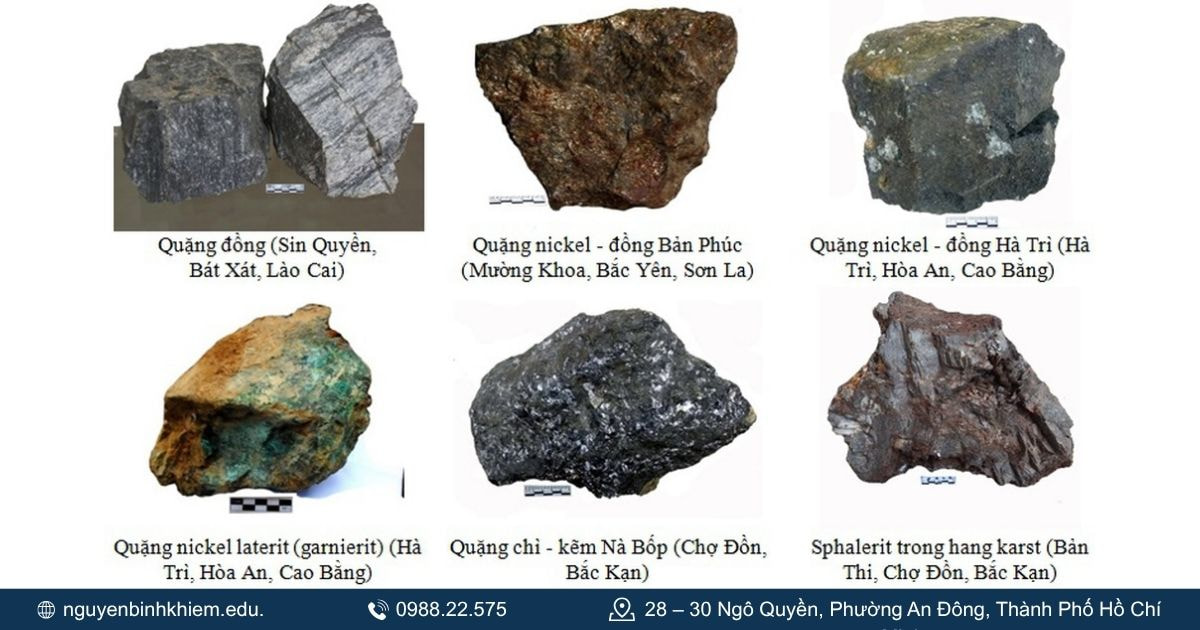 Các loại quặng kim loại phổ biến.