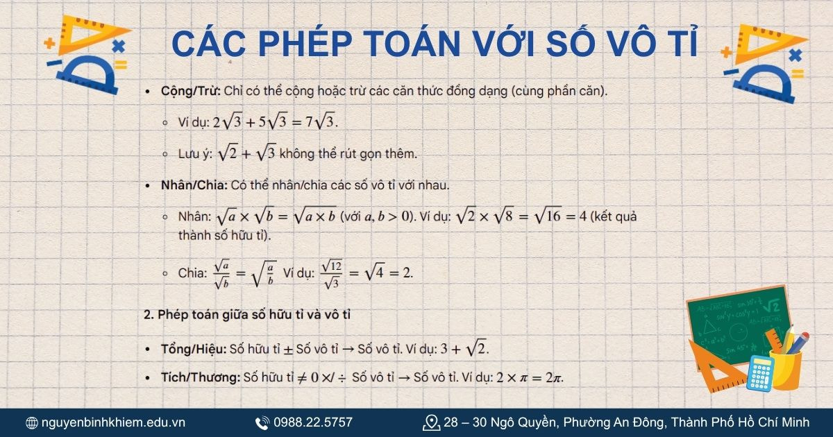 Các phép toán với số vô tỉ