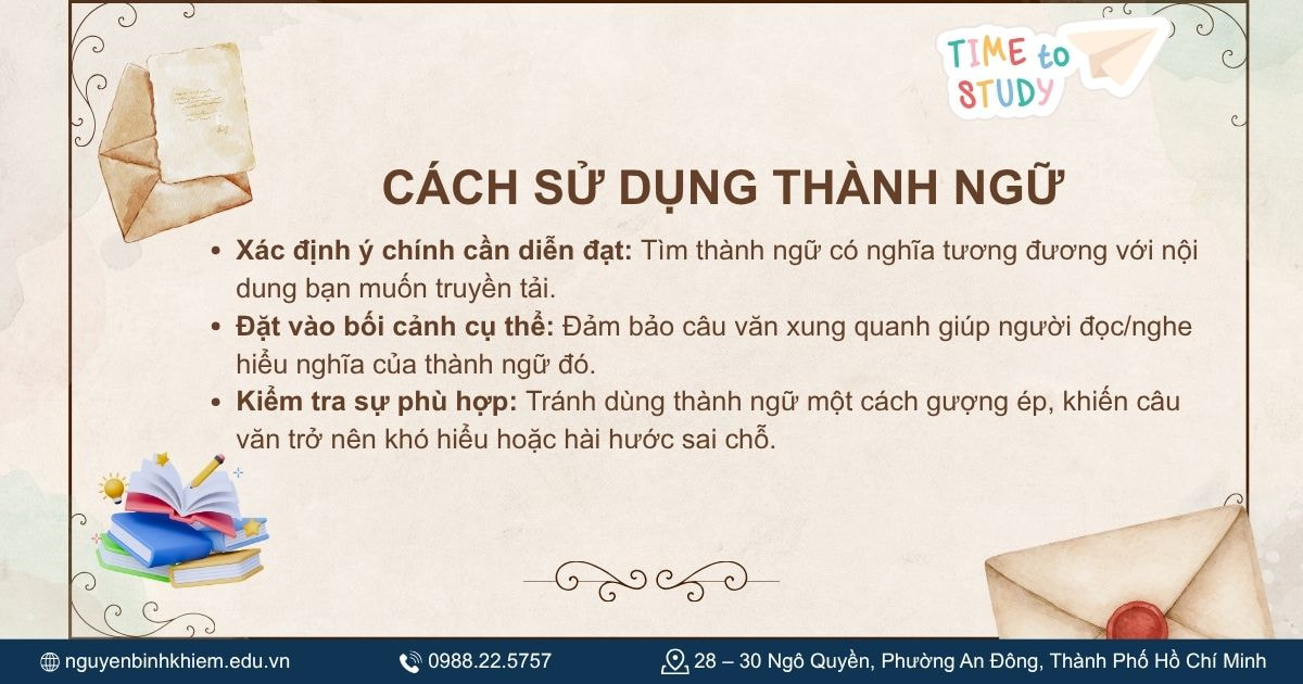 Cách sử dụng thành ngữ trong câu đúng ngữ cảnh