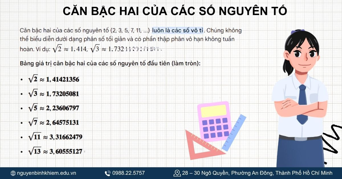 Căn bậc hai của các số nguyên tố