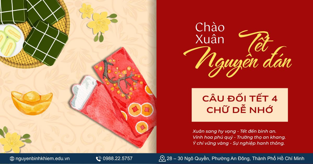 Câu đối Tết 4 chữ ngắn dễ nhớ