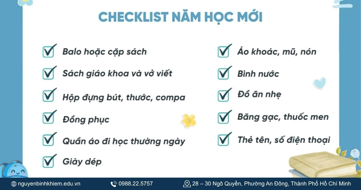 Checklist Back to School dành cho phụ huynh và học sinh.