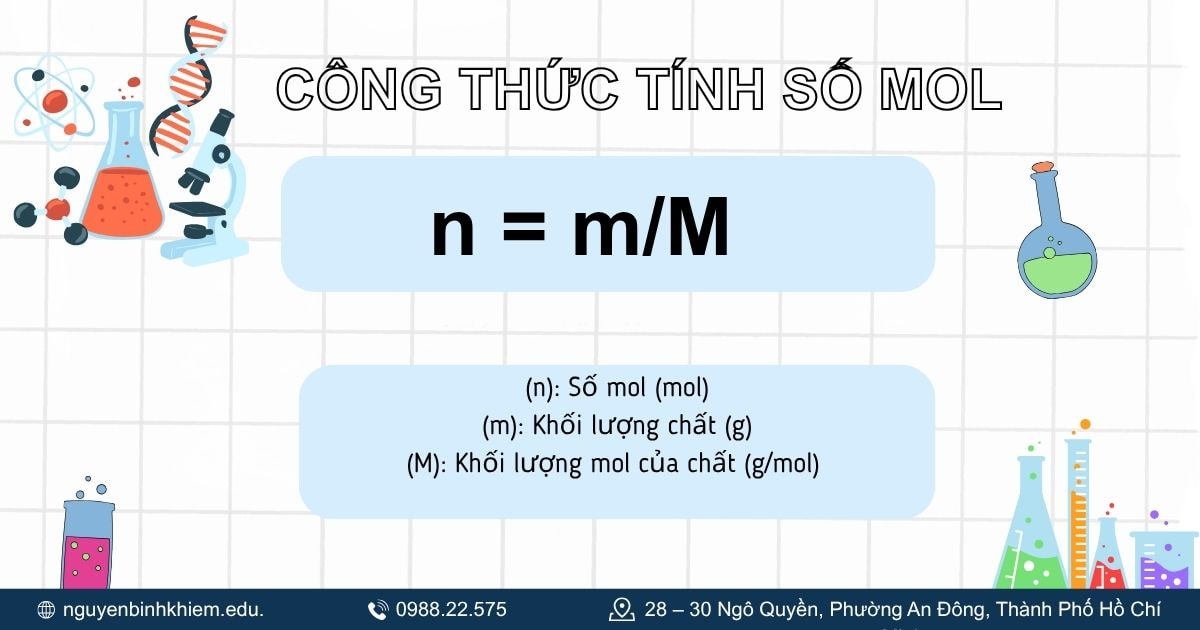 Công thức tính số mol