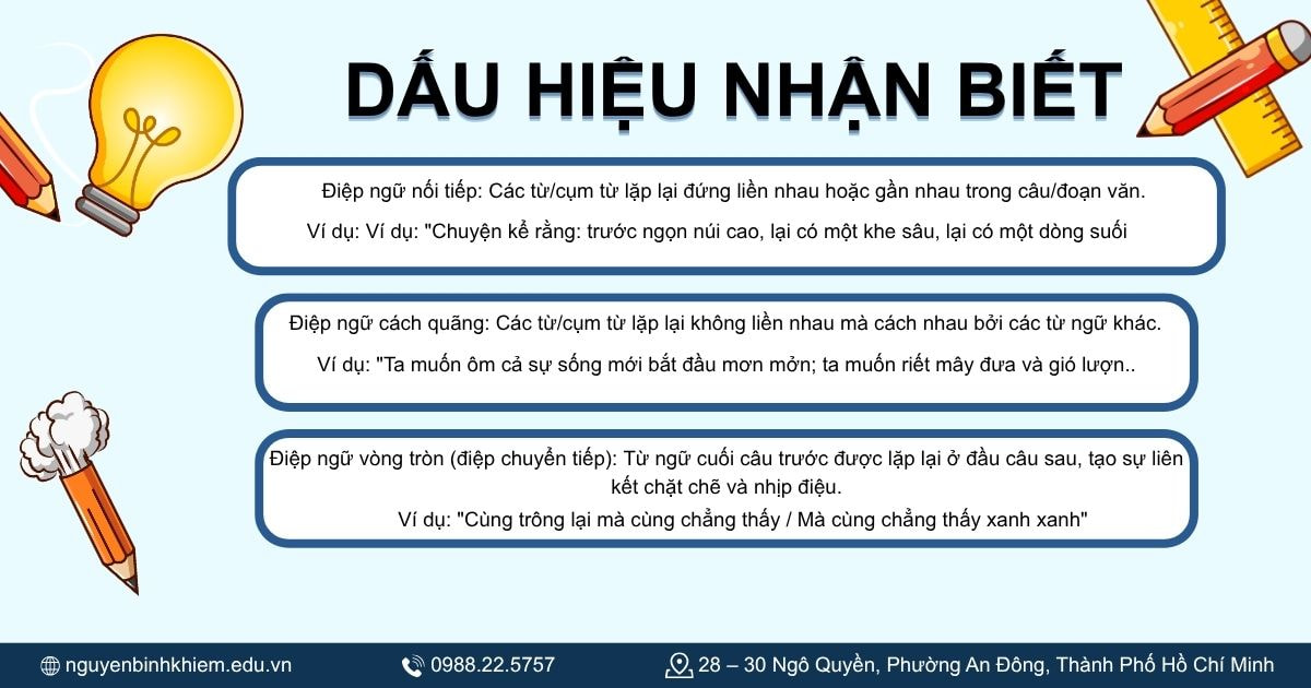Dấu hiệu nhận biết điệp ngữ trong câu và đoạn văn