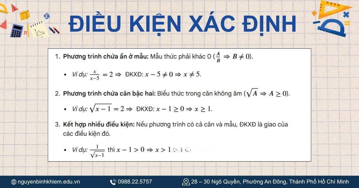 Điều kiện xác định của phương trình