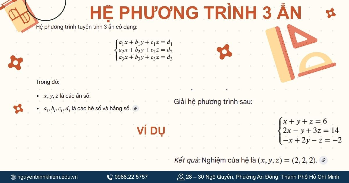 Hệ phương trình 3 ẩn (x, y, z)