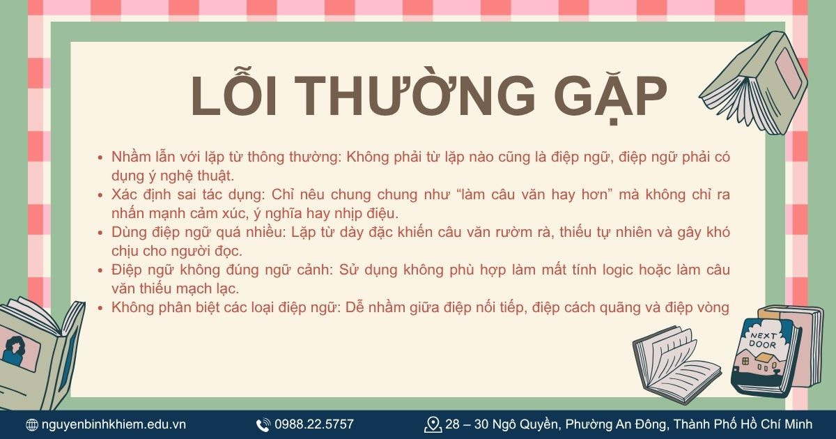 Lỗi thường gặp khi xác định và sử dụng điệp ngữ