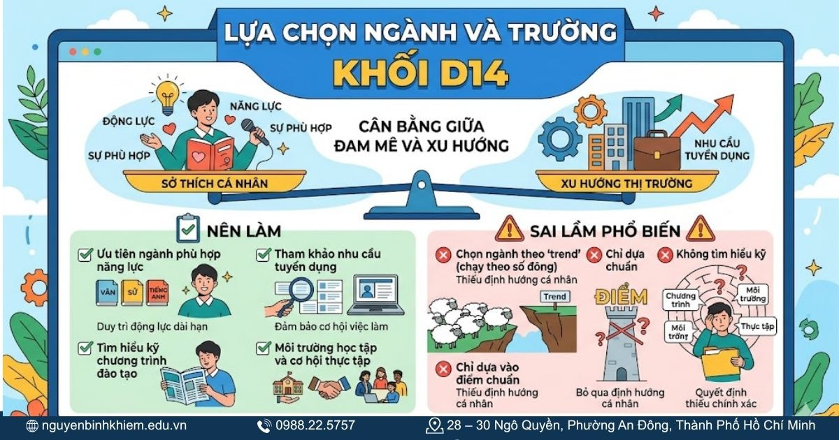 Lưu ý khi chọn ngành và trường theo khối D14