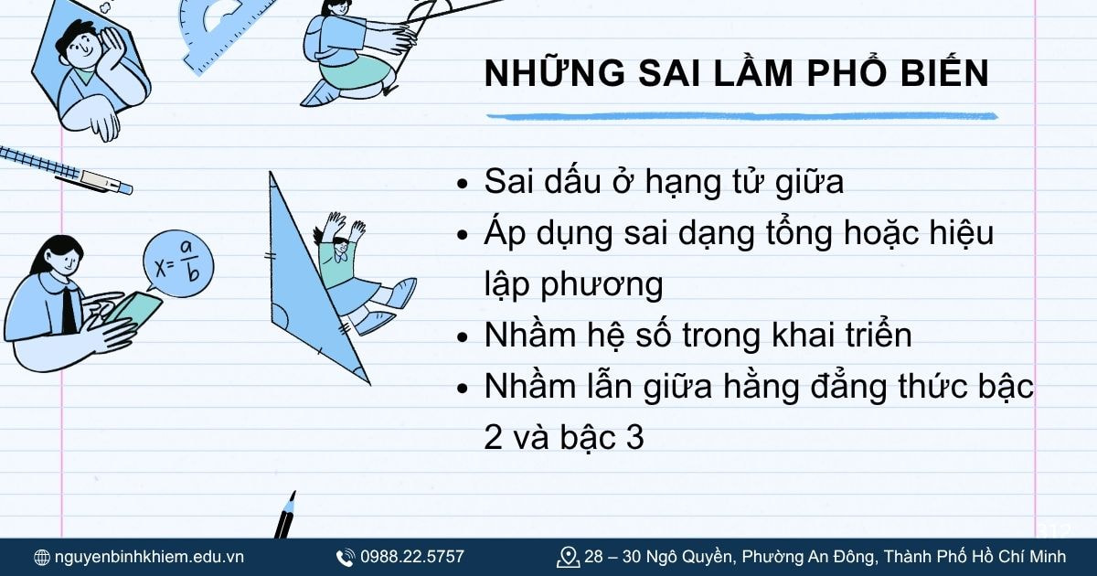 Những lỗi sai phổ biến khi áp dụng hằng đẳng thức bậc 3.