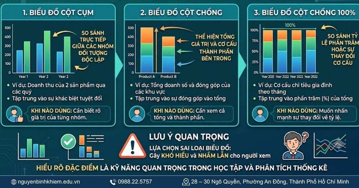 Phân biệt các loại biểu đồ cột thường gặp