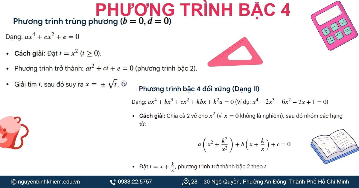 Phương trình bậc 4_ ax⁴ + bx³ + cx² + dx + e = 0.
