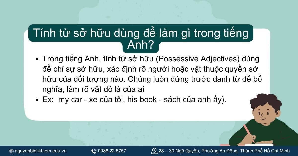 Tính từ sở hữu dùng để làm gì trong tiếng Anh