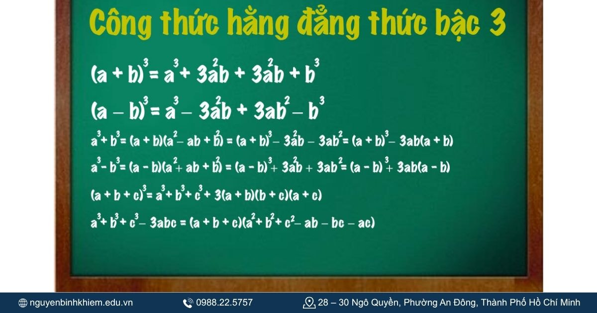 Tổng hợp các công thức hằng đẳng thức đáng nhớ bậc 3