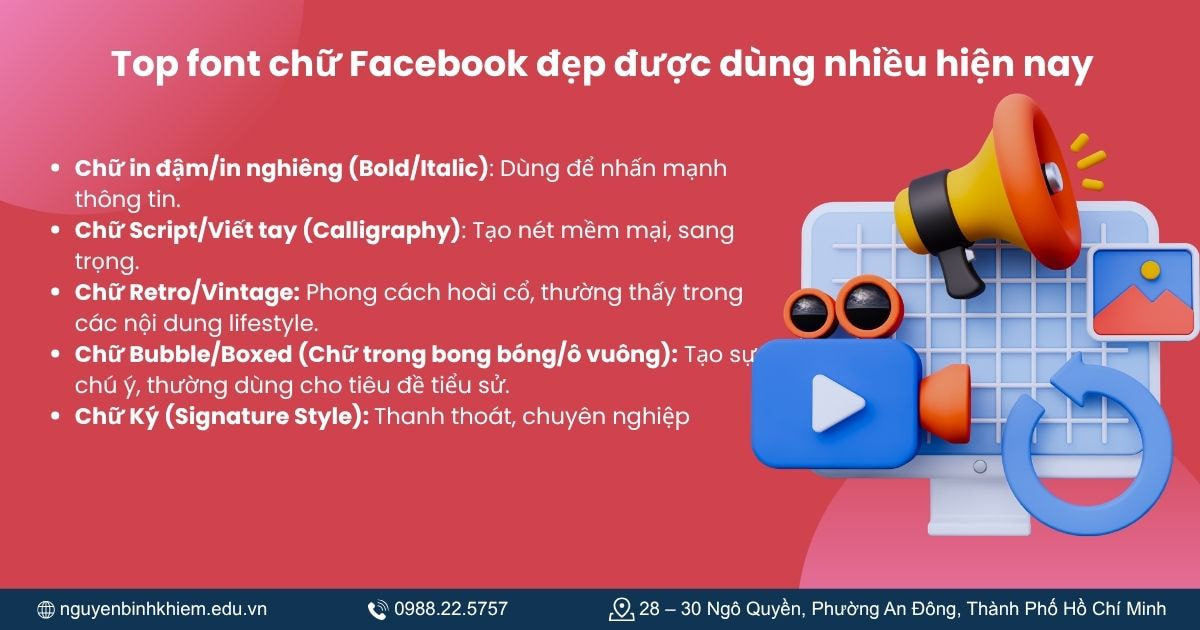 Top font chữ Facebook đẹp được dùng nhiều hiện nay.