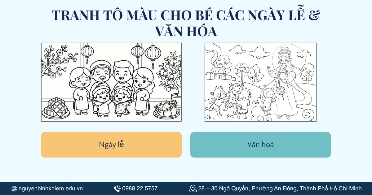 Tranh tô màu cho bé các ngày lễ & văn hóa