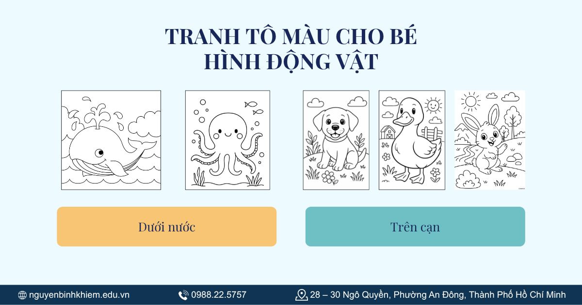 Tranh tô màu cho bé hình động vật
