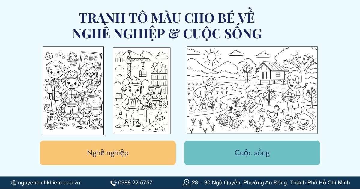 Tranh tô màu cho bé về nghề nghiệp & cuộc sống