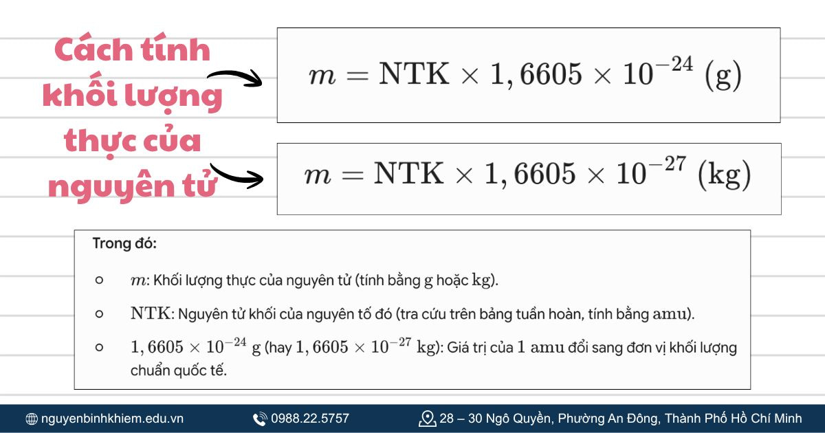 Cách tính khối lượng thực của nguyên tử