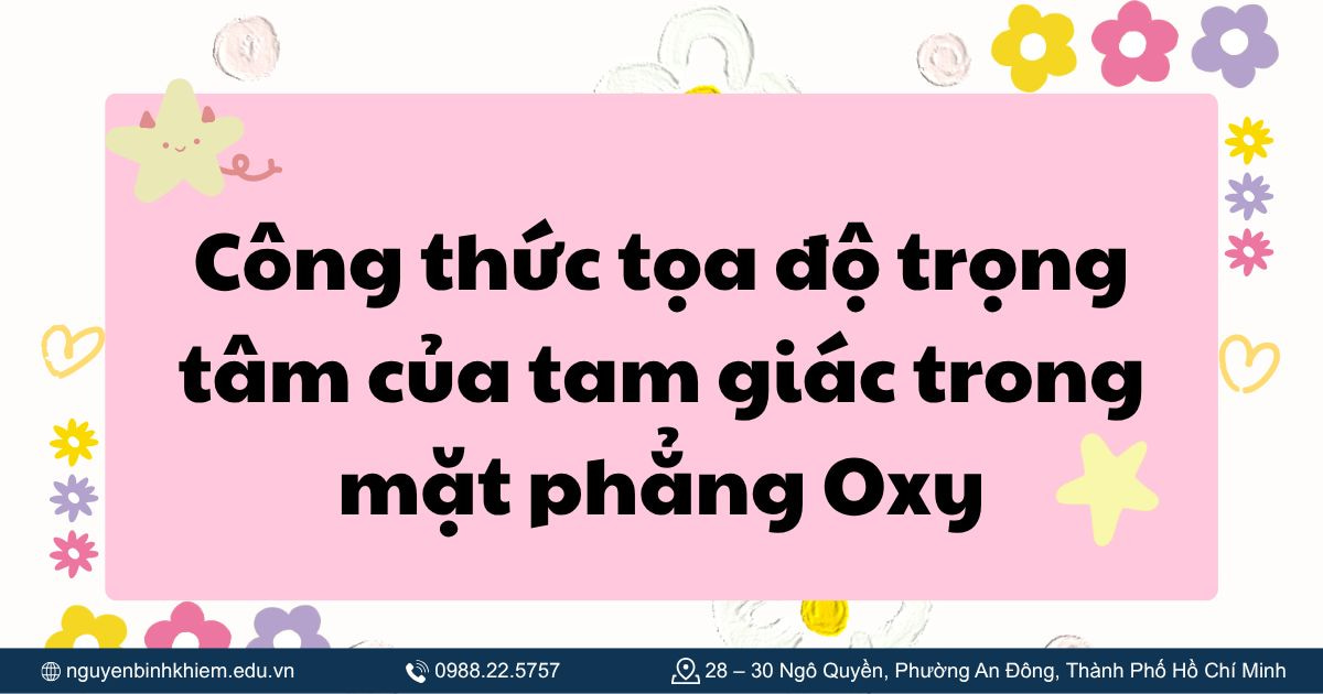 Công thức tọa độ trọng tâm của tam giác trong mặt phẳng Oxy