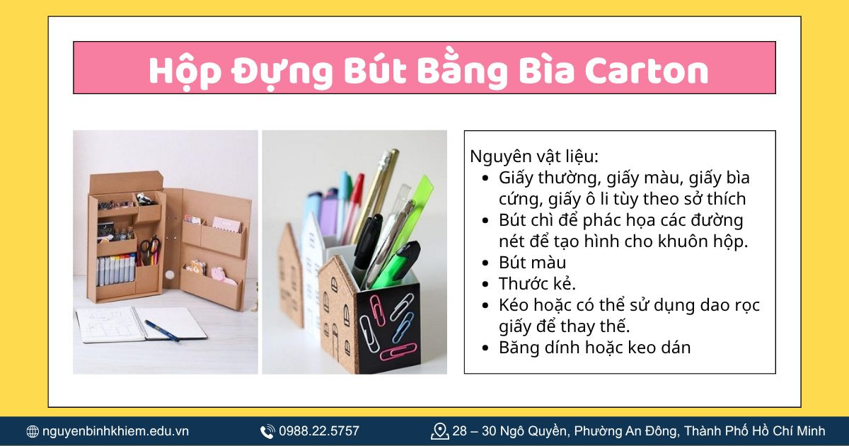 Làm Hộp Đựng Bút Bằng Bìa Carton