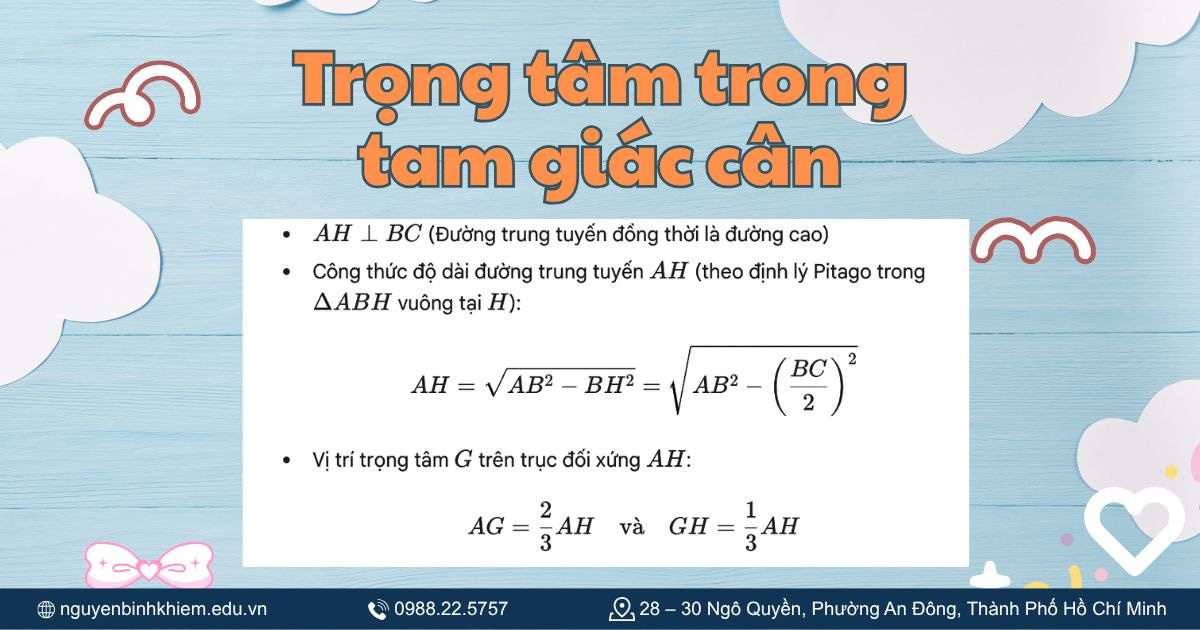 Trọng tâm trong tam giác cân